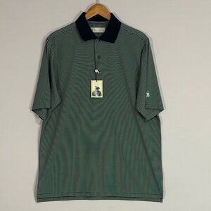 Donald Ross Men’s Golf Polo Shirt Green Stripe Short Sleeve Size M